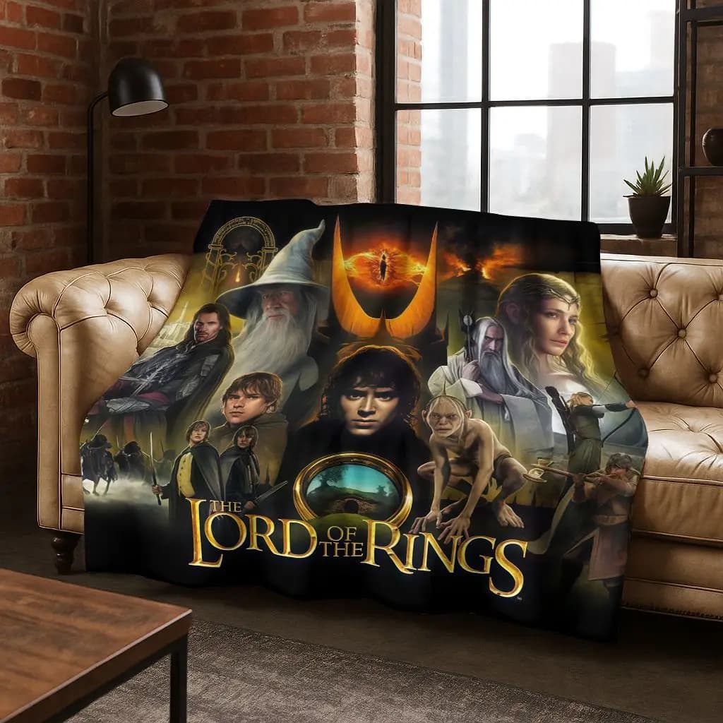 Coperta classica in flanella del film L-Lord of The Rings H-Hobbit, calda e accogliente coperta morbida per la casa, camera da letto, divano letto, copertura per bambini
