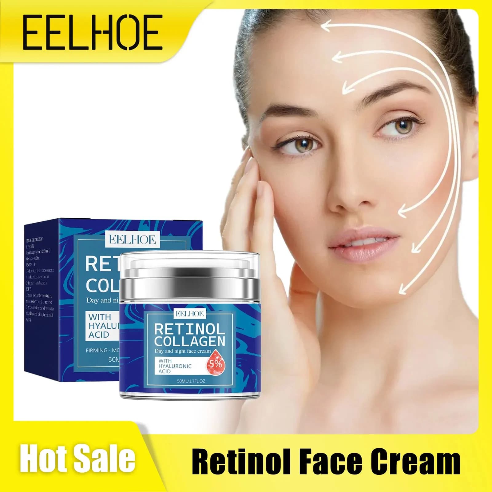 Retinolo Crema Per Il Viso Anti Invecchiamento Rimuovere Le Rughe Ridurre Le Linee sottili Cedimenti Viso Rafforzamento Ridurre I Pori Crema Idratante Al Collagene