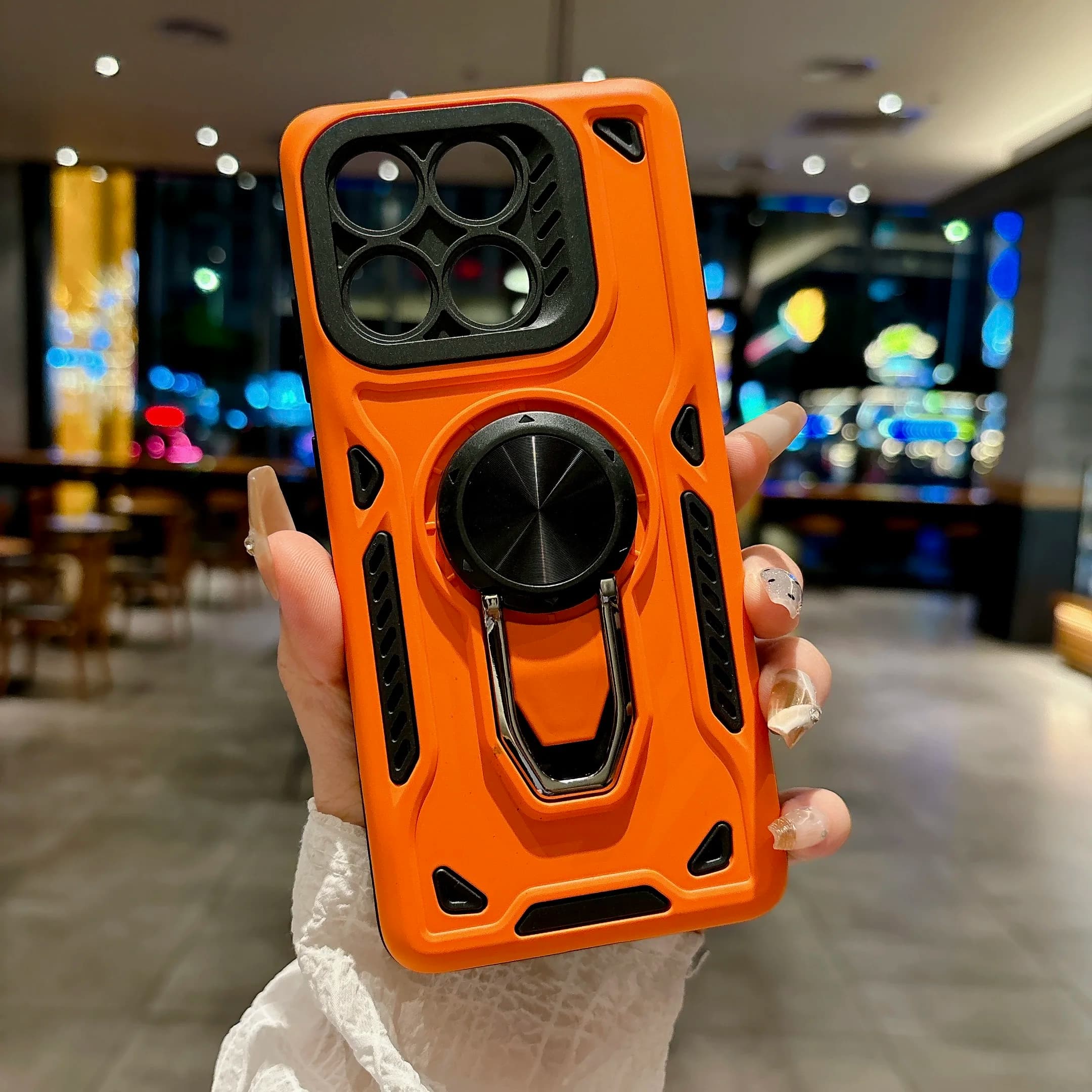 Mech Ring Holder Shockproof Phone Case for Xiaomi 17T Pro 17T Wear Resistant Camera Protection Comfortable Grip Slim fit Cover
