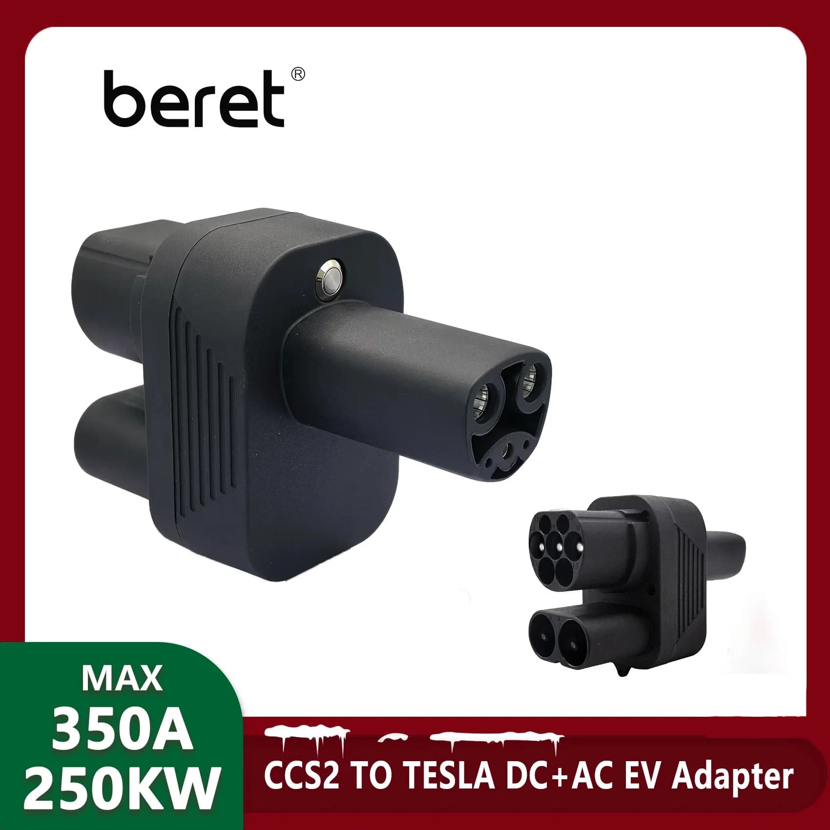 BERET CCS2 a Tesla EV Adattatore caricabatterie 250A CCS2 Combo per convertitore Tesla per caricabatteria da auto CCS2 per Tesla Model 3 YXS