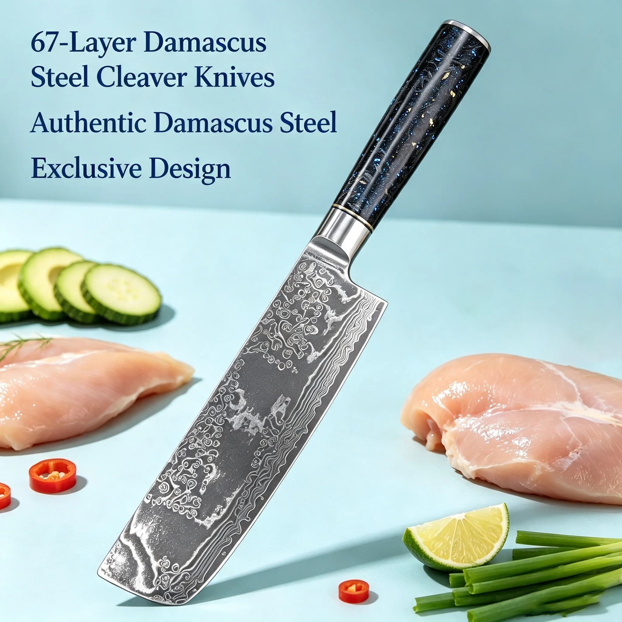 67 layers Damascus Steel Nakiri Knife Cleaver Knives Chef Knife Vegetable Fruit Meat Slicing Cutting Knife Kitchen Stuff Tools