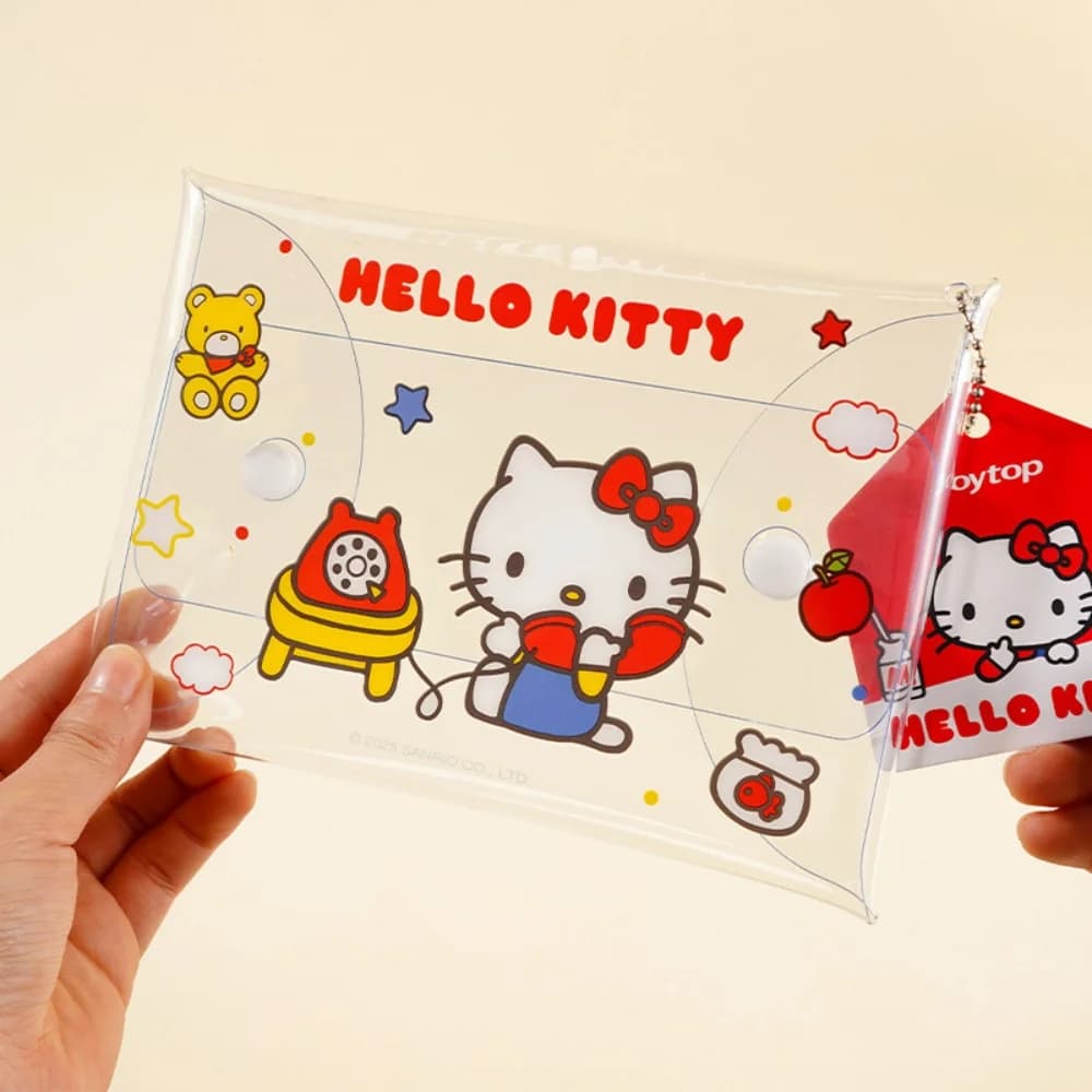Autentica custodia per documenti con chiusura a scatto in PVC Sanrio Hello Kitty B6, organizer portatile per documenti, borsa portaoggetti per cancelleria, scuola e ufficio