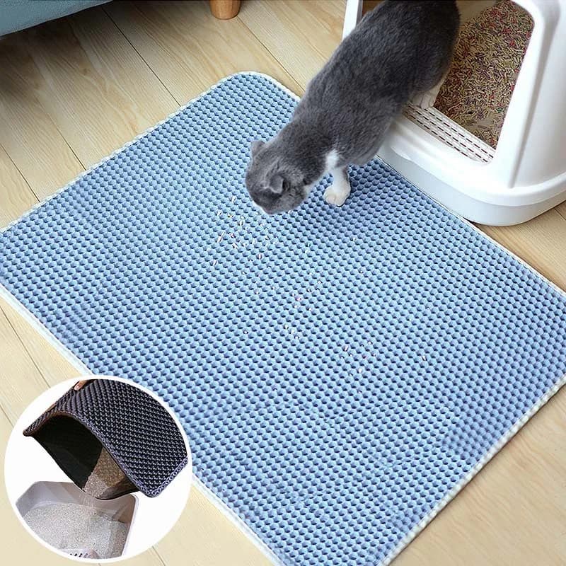 Tappetino per lettiera per gatti impermeabile Tappetino per gatti pieghevole in EVA a doppio strato Fondo antiscivolo Tappetino per lettiera per gatti Tappetino per lettiera per animali domestici