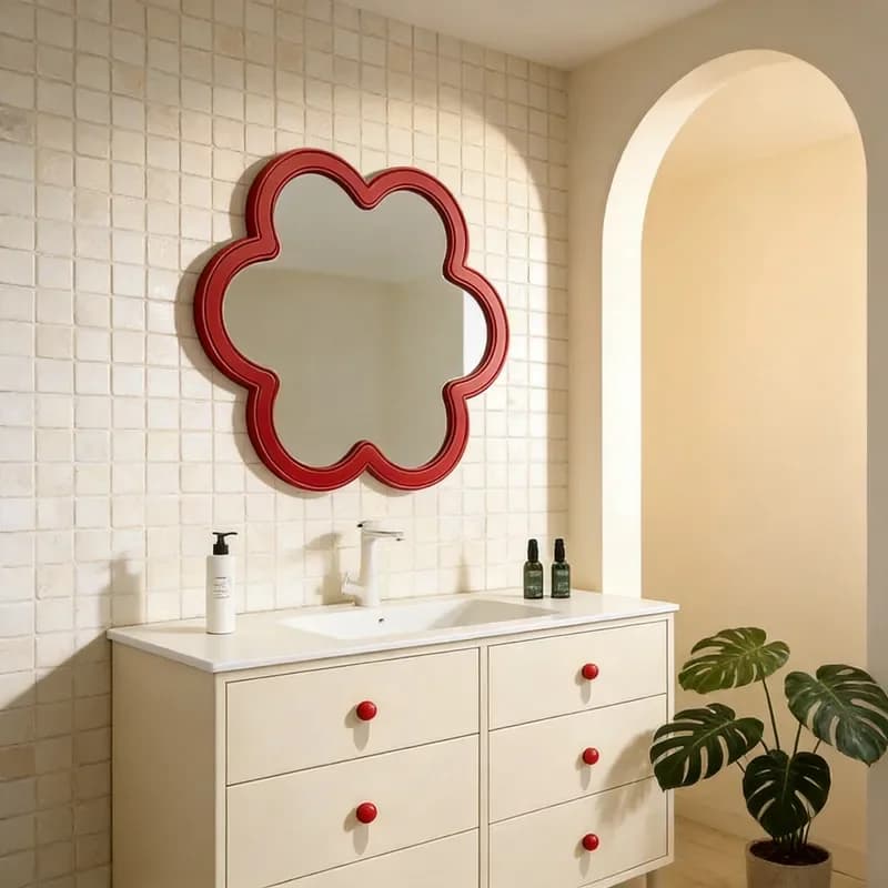 for Cream Air Cabinet Combination Ceramic Integrated Basin Oak Paint Cloud Mirror Washstand Dopamine Bathroom Cabinet