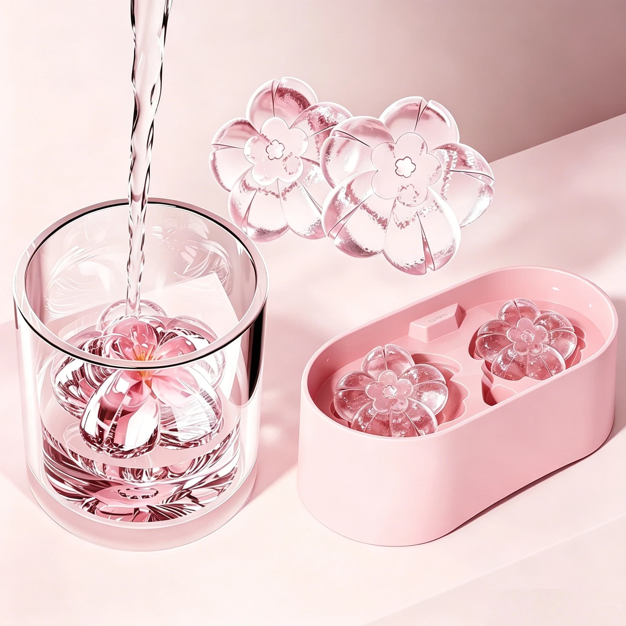 2Grid Sakura Ice Cube Mold Cherry Blossom Ice Tray Flower Ice Maker Mould Cocktail Cold Coffee Whiskey Bar Ices Storage Box DIY