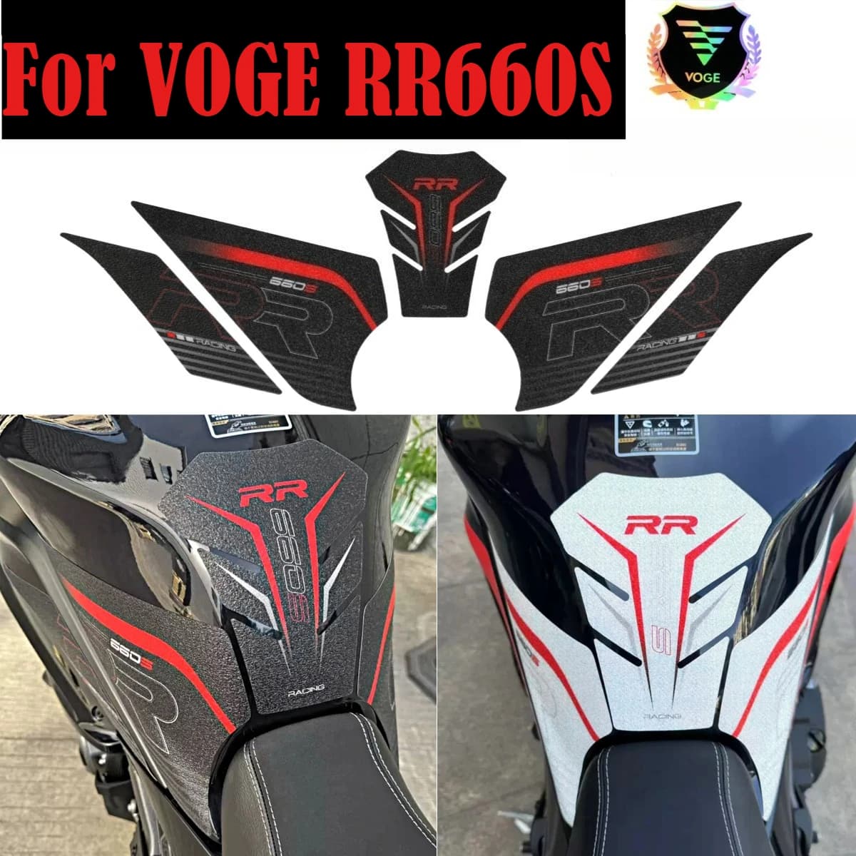 Per VOGE RR660S Adesivo Serbatoio Carburante Tappo Gas Smerigliato Decal Loncin voge rr 660 s RR 660S serbatoio olio combustibile Pad Ginocchio Proteggere Accessori