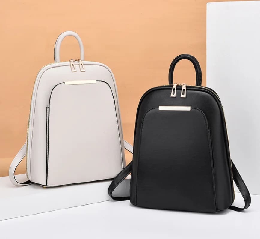 2026 New Women's High Quality Leather Backpacks Korean Fashion Double Zipper Travel Shoulder Bags Totes Notebook School Bag