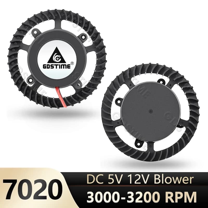 Gdstime 70x20mm 7cm Ventola radiale DC 5V 12V Ventilatore 7020 Ventola centrifuga del flusso d'aria per riscaldatore audio Purificatore Ventola di raffreddamento Ventola di raffreddamento