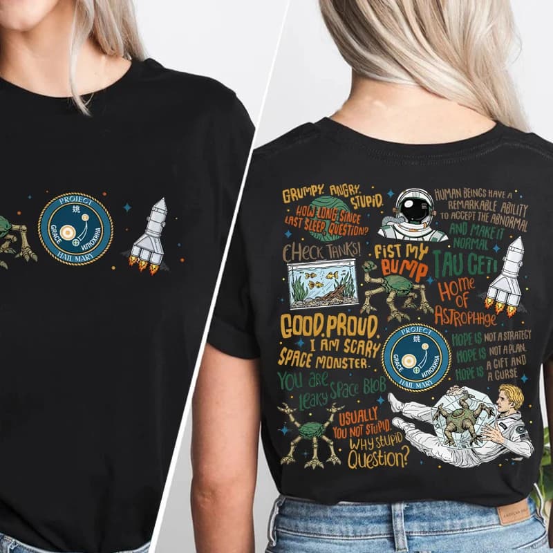 Project Hail Mary Book T-Shirt for Fan Rocky Amaze Sci-Fi Book Lover Tshirt Men Women Casual Cotton Short Sleeve Tees Clothing