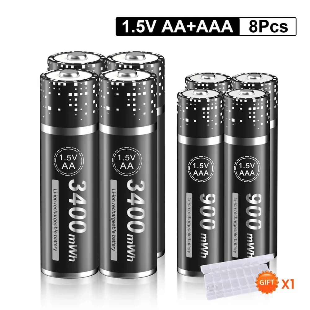 1.5V AA 3400mWh batteria ricaricabile agli ioni di litio 1.5V AAA 900mWh batteria per telecomando mouse piccola ventola batteria giocattolo elettrico