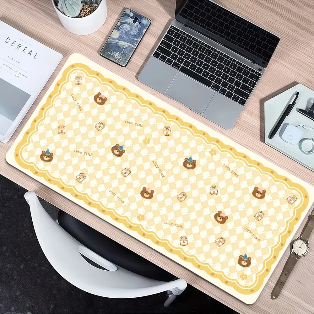 Tappetino per mouse moderno e carino con animali dei cartoni animati (gatto, cane, orso) - Antiscivolo, con bordi rinforzati, spesso, per desktop, gaming e studenti