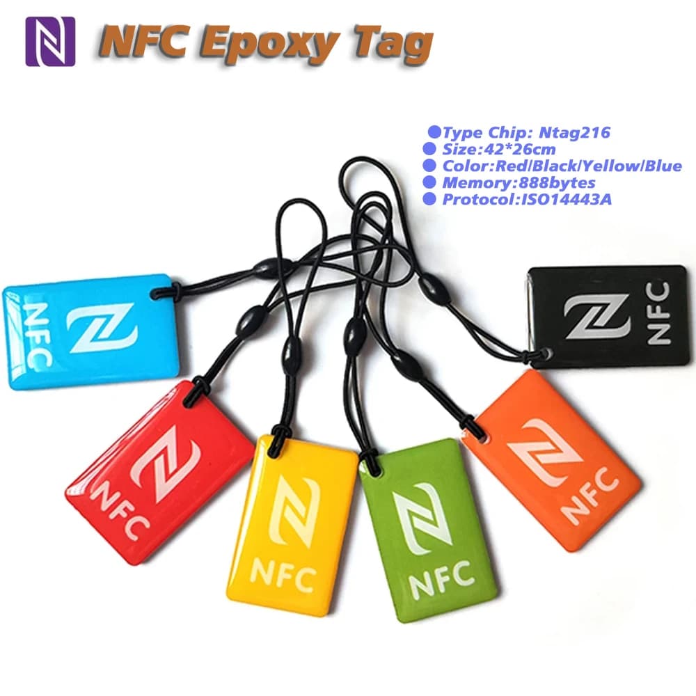 1Pc Epoxy Mini Card NTAG216 NFC Sticker 888 byte prossimità 13.56MHz ISO14443A piccolo Tag RFID 42*26cm Token portachiavi impermeabile