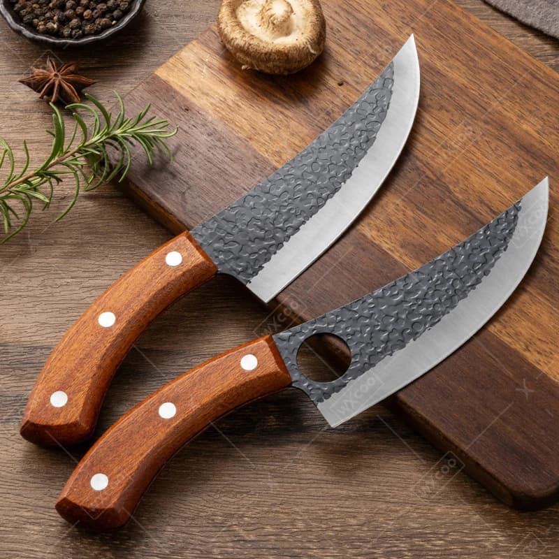 WXCOO Coltello da cucina forgiato a mano Coltello da macellaio per maiali Pelapatate per frutta Mannaia per carne Coltello per disossare Manico in legno Forniture da cucina