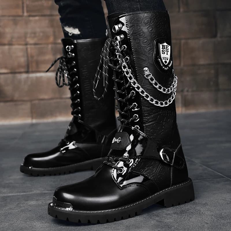Men's plus size Casual High Top Boots Spring Autumn New Outdoor Motorcycle Boots Chain collision avoidance cross-country Boots