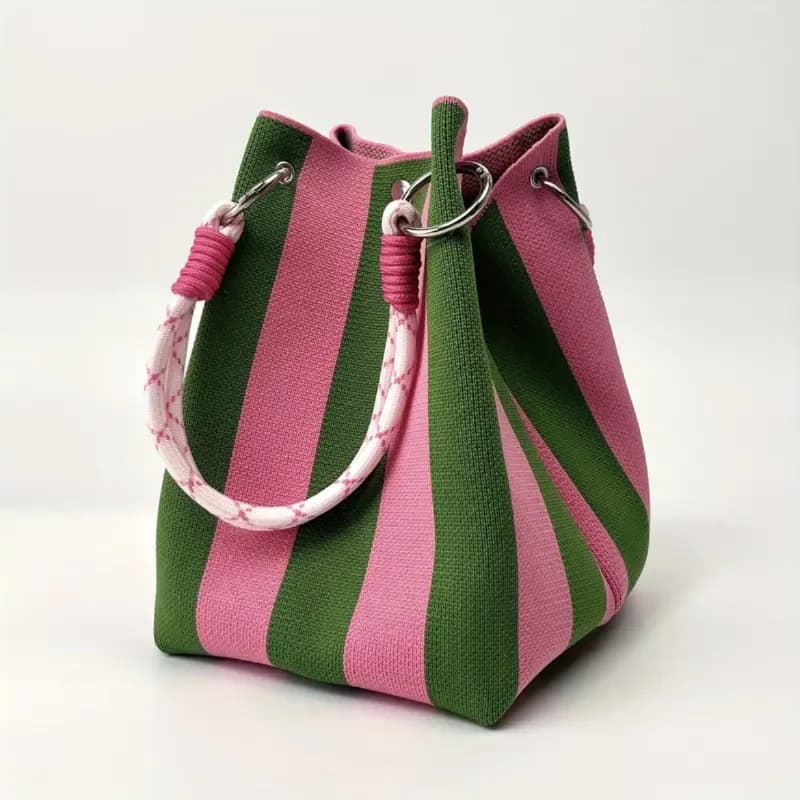 Knitted Woven Bucket Bag Women Trendy Fortune Handbag Shoulder Crossbody Bag Vacation Daily Tote Purse