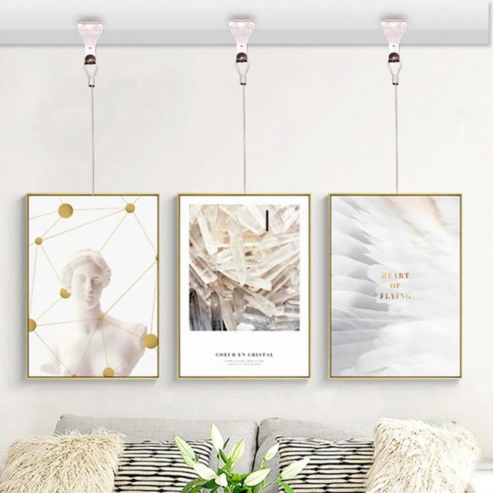 4Sets Picture Hanger Steel Wire Rope Heavy Duty Hanging Cord for Picture Frames Photo Frame Hanging Rope DIY Craft Tool Home