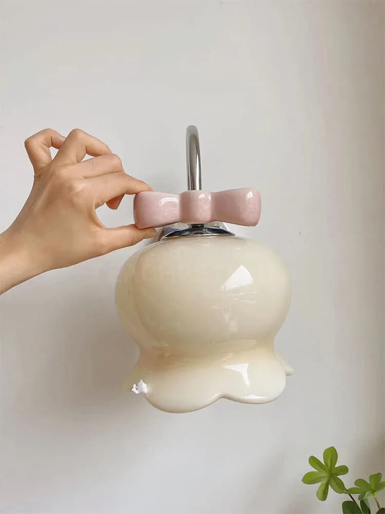 Francese semplice fiocco crema campana orchidea lampada da parete in vetro rame corridoio corridoio comodino camera da letto lampada decorativa G9