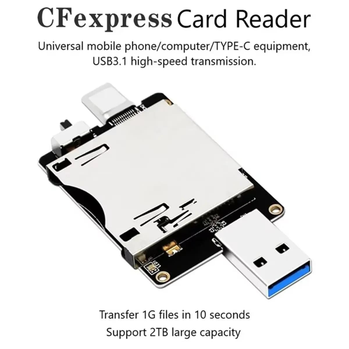 618 Mega Sale CFexpress Card Reader USB 3.0 Type A/USB3.1 Type C 10Gbps to CF Express Riser Adapter for CF Express Type B Memory