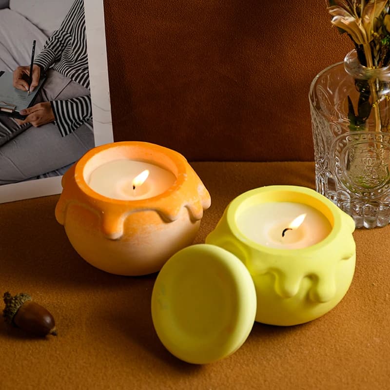 DIY Epoxy Resin Silicone Mold Gypsum Cream Honey Jar Mold With Lid Storage Box Candle Cup Silicone Mould Home Decoration