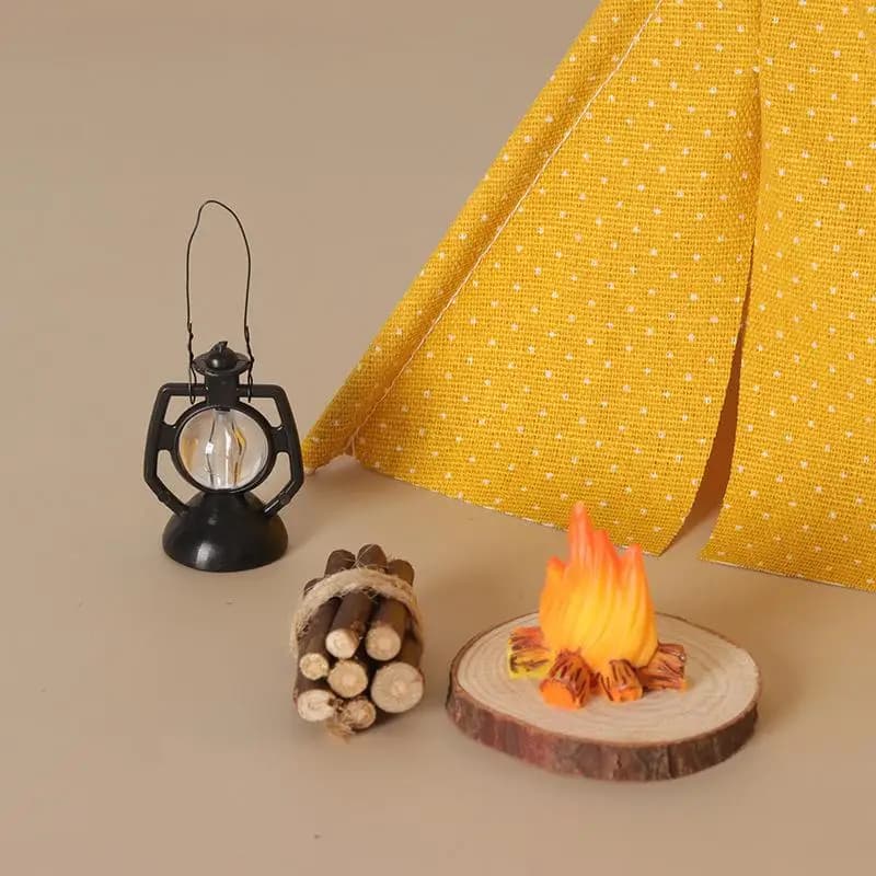 🛒1:12 Scale Camping Tent Model Decoration Simulated Outdoor Tent Ornament Miniature Scene Accessories Doll Small Tent Toy