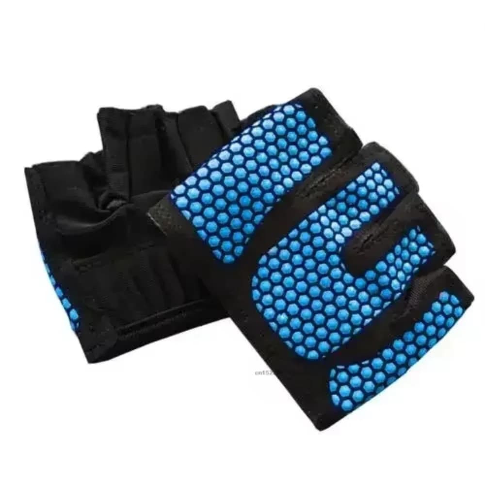 1 pair Breathable Gym Half Finger Gloves Anti-lost Contrast Color Cycling Gloves with Wrist Band Shockproof Fitness Gloves