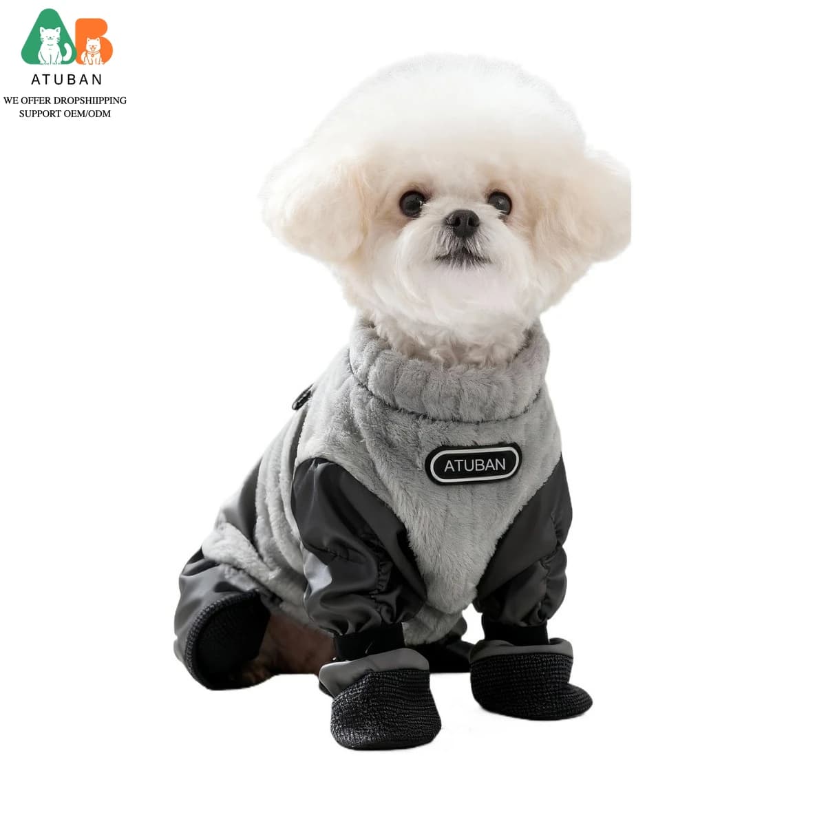 ATUBAN Cappotto per cani Giacca in caldo pile per cani, Cappotto invernale per cani antivento con imbracatura incorporata, Dolcevita riflettente Tuta da neve per cani