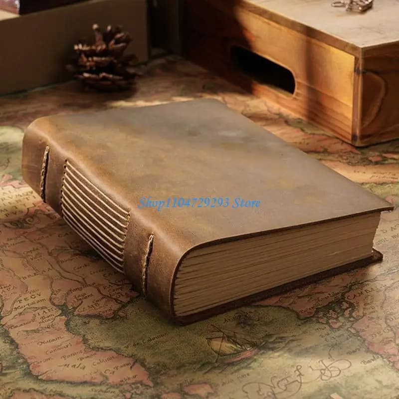 Y2GD Vintage Leather Softcover Notebook Portable Leather-bound Travel Journal 400 sheets Blank Pages