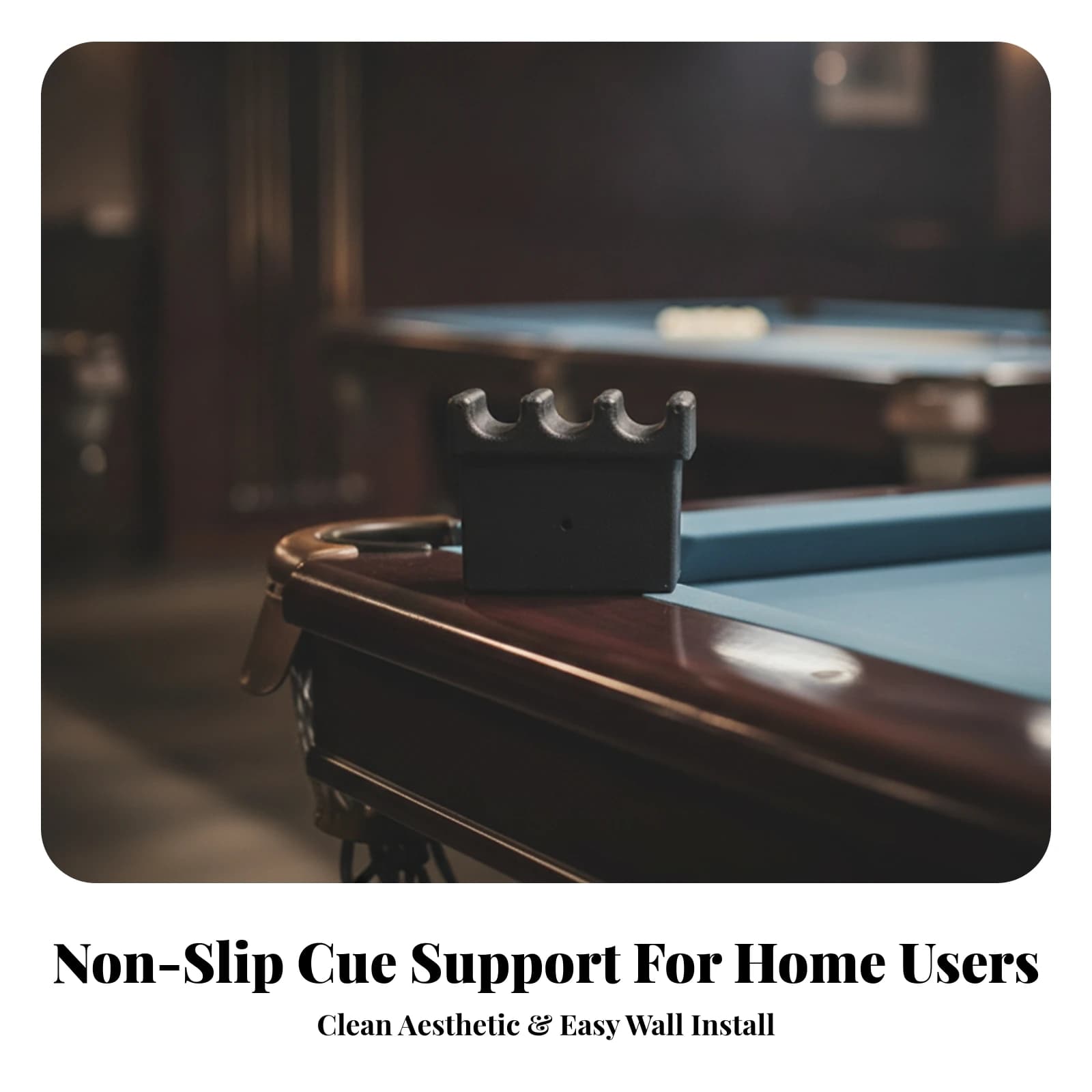 Rubber Cue and Rod Holder Sturdy Pool Cue Holder Featuring U-Shaped-Shaped Slots Portable Black for Game Rooms, Equipment Areas