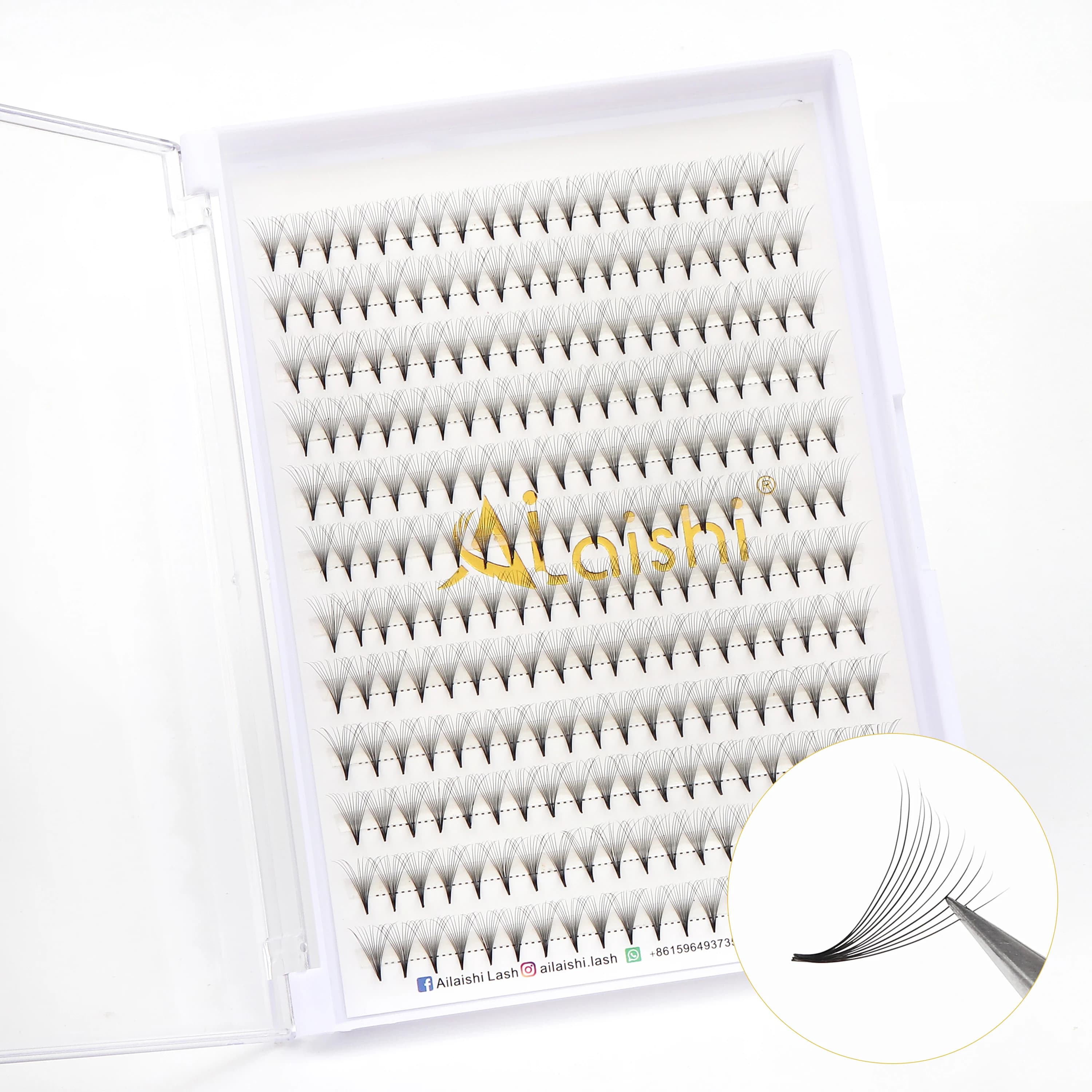 AILAISHI Pre-packed volume fans 5D 6D 10D 12D 15D 20D MIX Individual eyelashes Pre Made Russian Volume Fan Extended eyelashes fake Visone