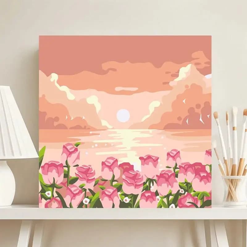 DIY Digital Oil Painting by Numbers Set 20*20cm Framed Canvas Acrylic Paint Kit for Beginners Home Wall Decor