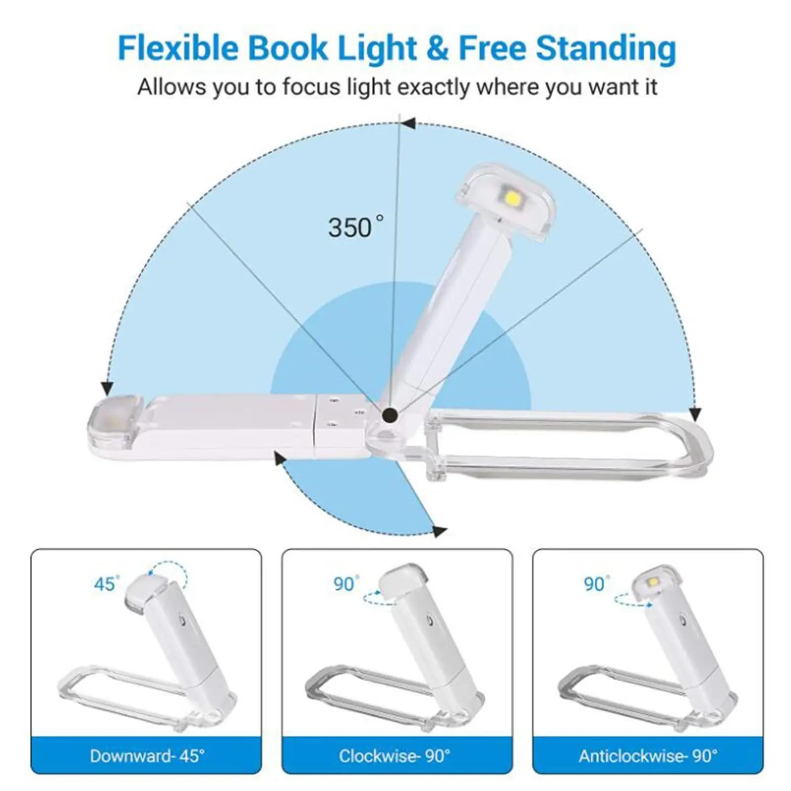 4x Lampada da lettura leggera, luci da scrivania ricaricabili tramite USB per bambini e studenti
