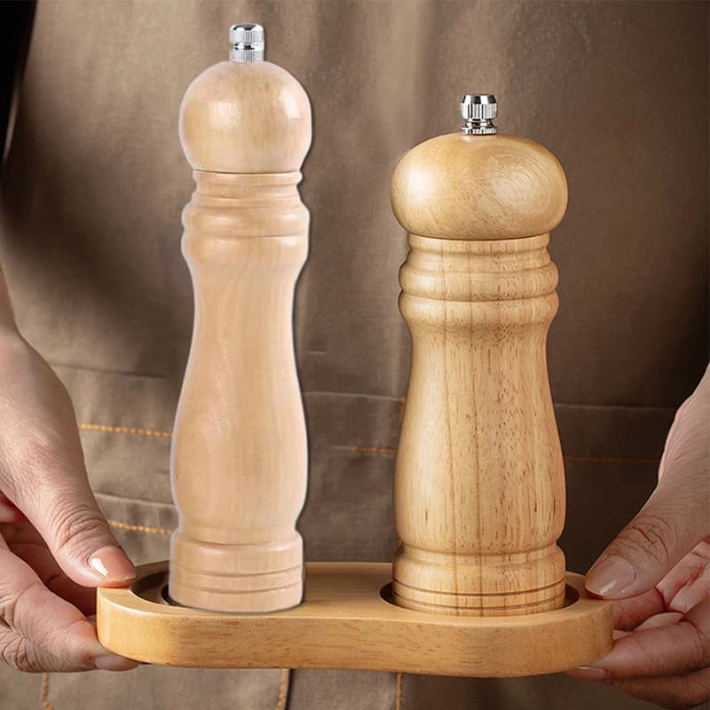 Macinapepe Manuale in Legno con Nucleo in Acciaio Inossidabile, Regolazione della Macinatura per Sesamo Nero, Sale Marino, Pepe del Sichuan, Macina Spezie