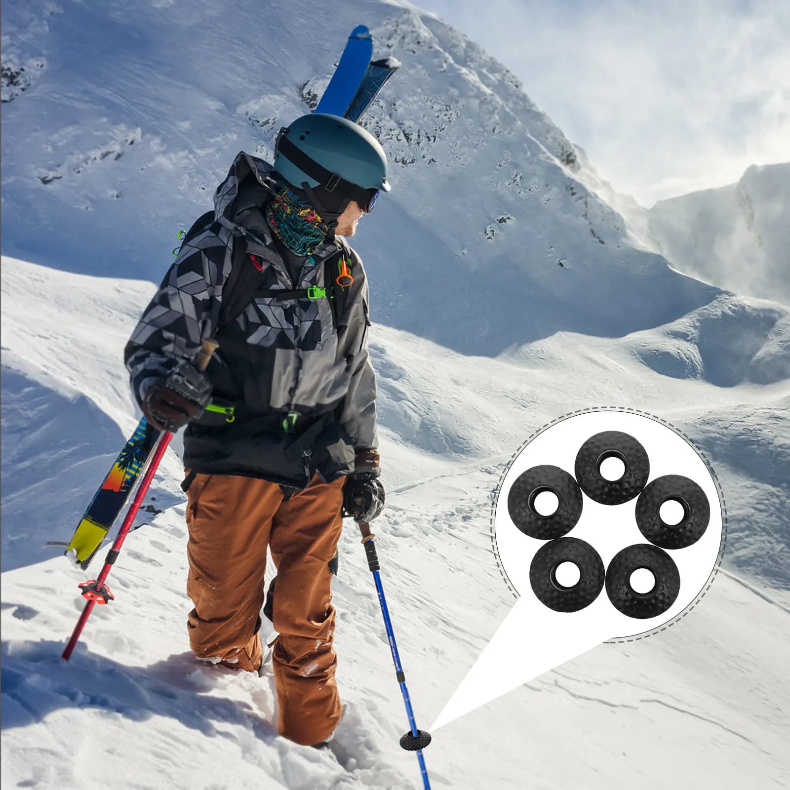 15Pcs Trekking Pole Mud Baskets High-Durability Plastic Removable Replacement Tips for Hiking Camping Ski Poles Outdoor Gear