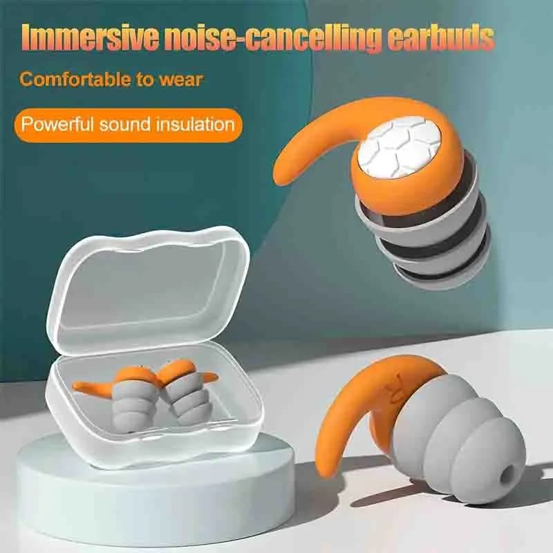 1 pair of soft silicone ear plugs with noise cancellation, waterproof, comfortable to wear, suitable for sleeping and swimming
