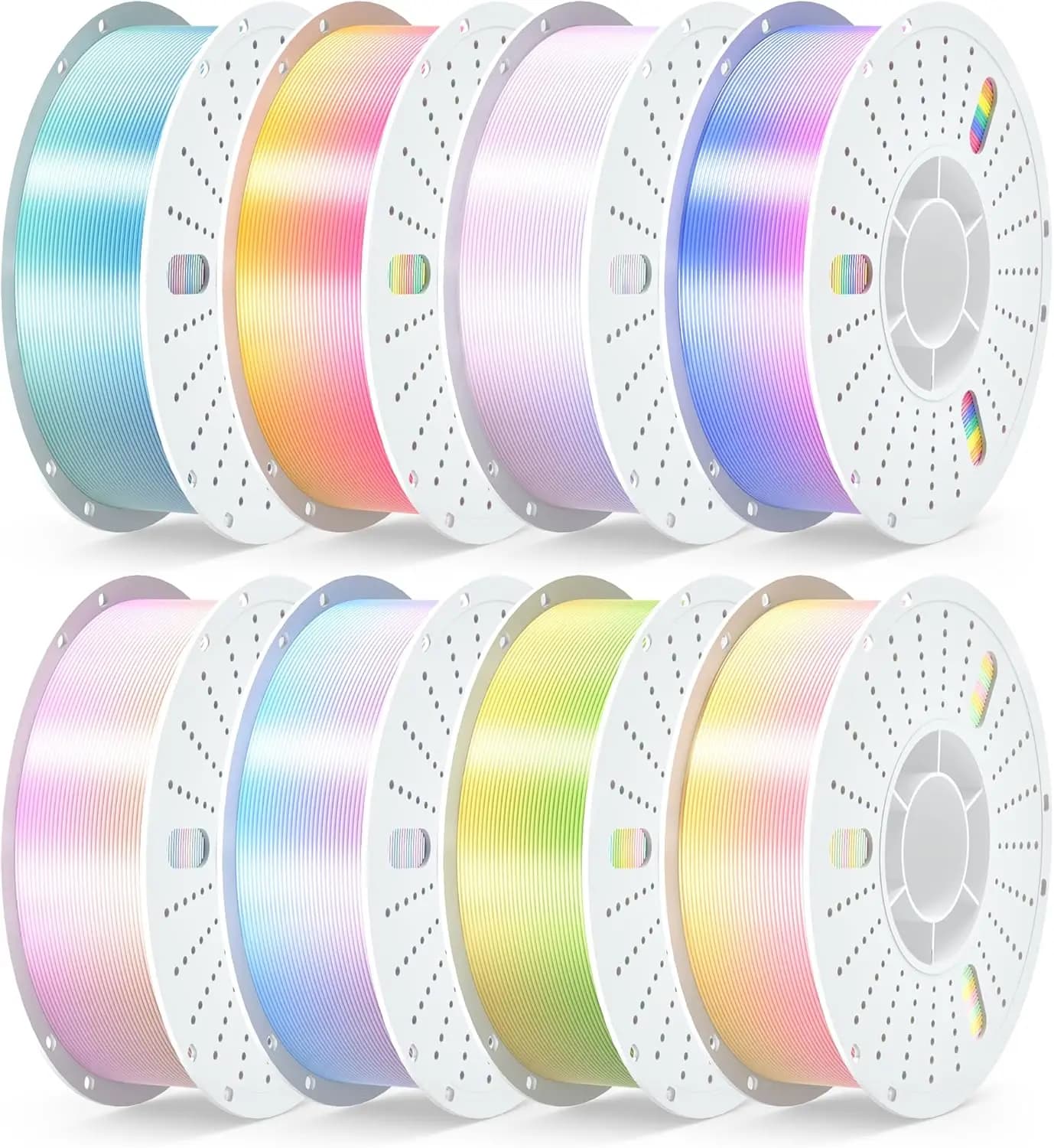 Filamento PLA Seta Arcobaleno per Stampante 3D 1.75mm, Filamento PLA Lucido Multicolore a Cambio Colore Rapido, Filamento per Stampa 3D Dimensionale