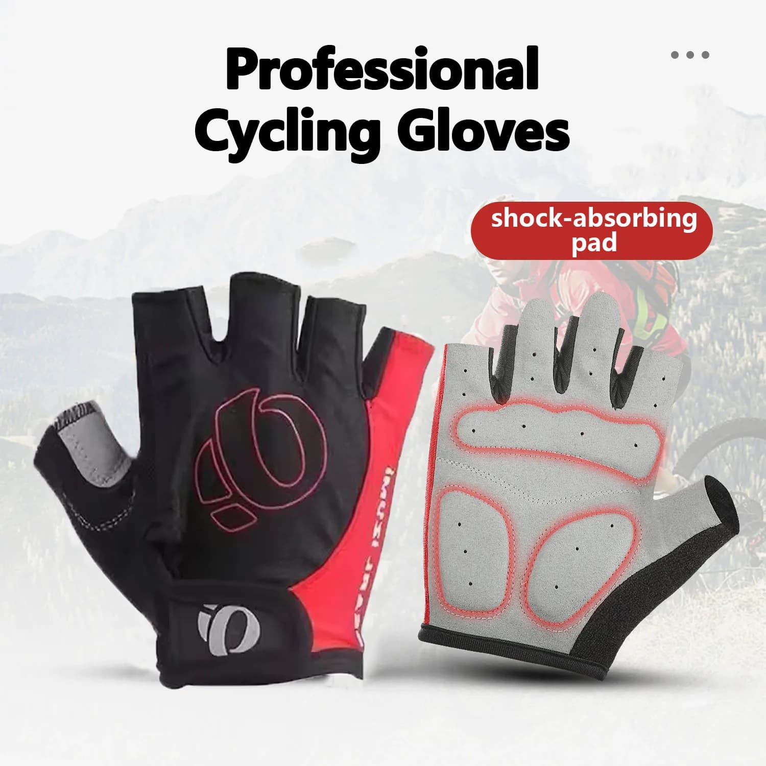 Outdoor Cycling Gloves Mezze Dita Ammortizzanti Unisex Anti-slip for Mountain Bike and Road, Breathable Gloves for Offroad Hunt