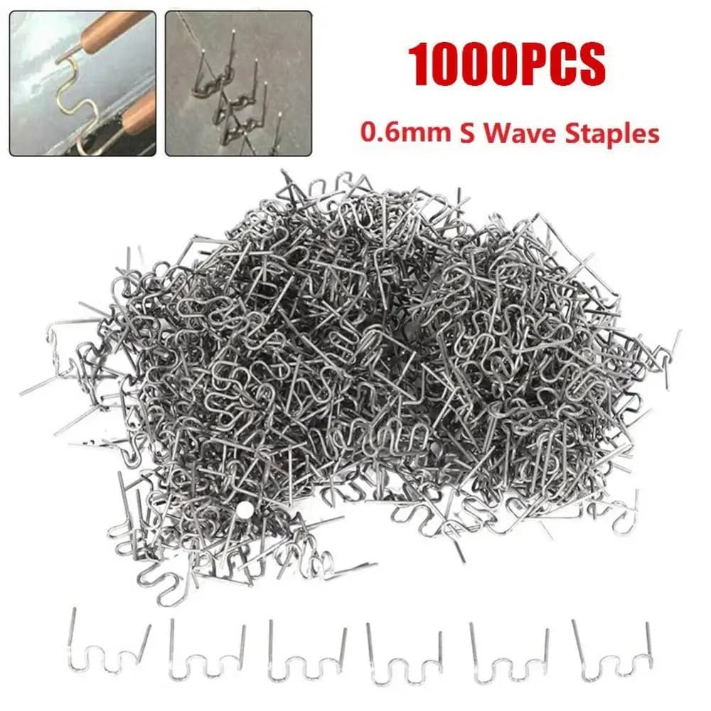 100 Pz 0.6/0.8mm S Onda Graffette Per Paraurti Auto Carrozzeria Cucitrice In Plastica Kit di Riparazione Pre-tagliato Onda Graffette Strumenti di Riparazione di Saldatura