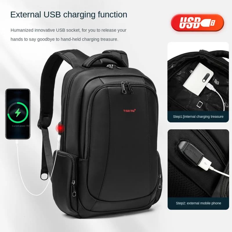 Borsa di fascia alta Zaino antifurto Business Impermeabile Bylon USB Designer Laptop da 15,6 pollici Viaggio Lavoro Uomo Moda Casual Lusso