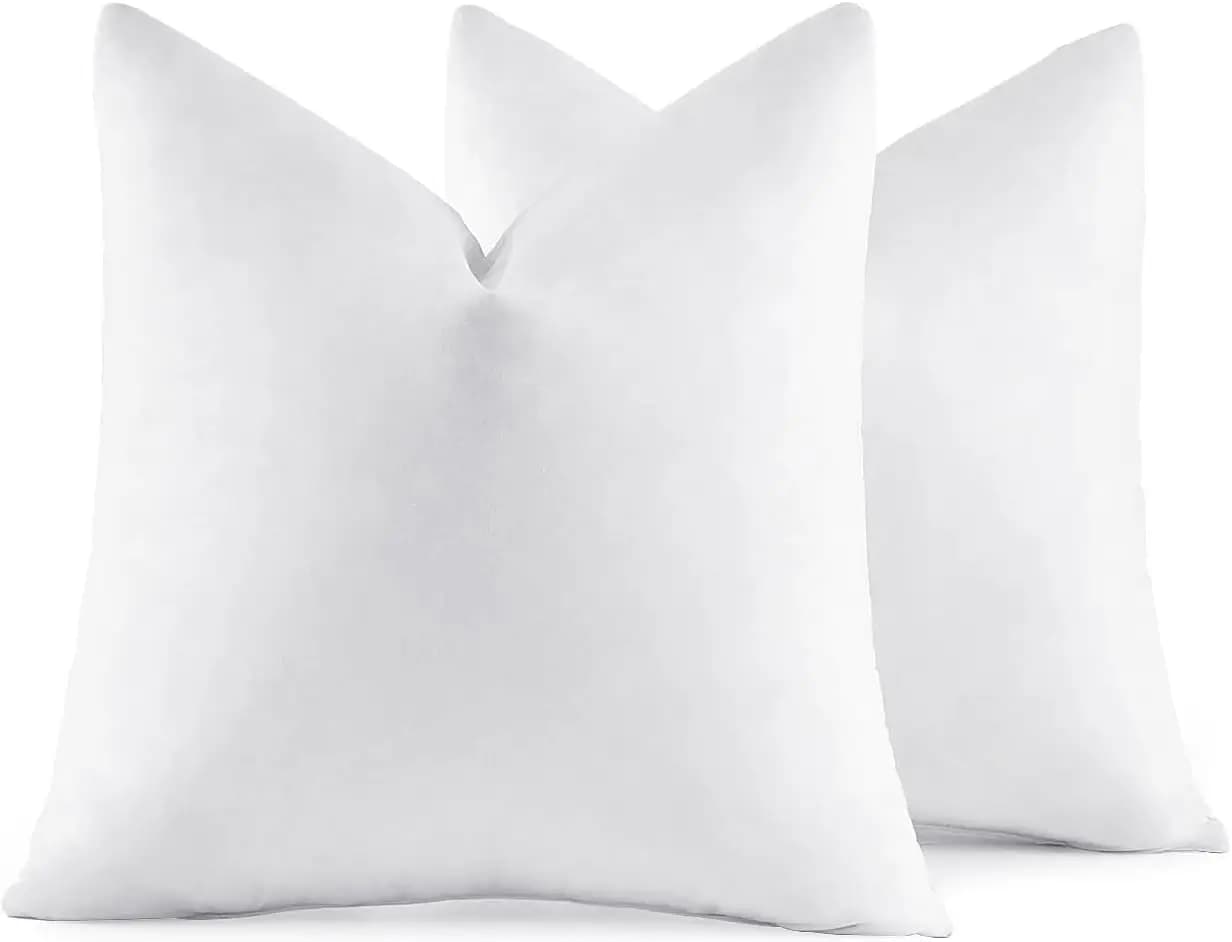Set di 2 cuscini in piuma per divano letto, inserti decorativi in soffice tessuto di cotone in bianco