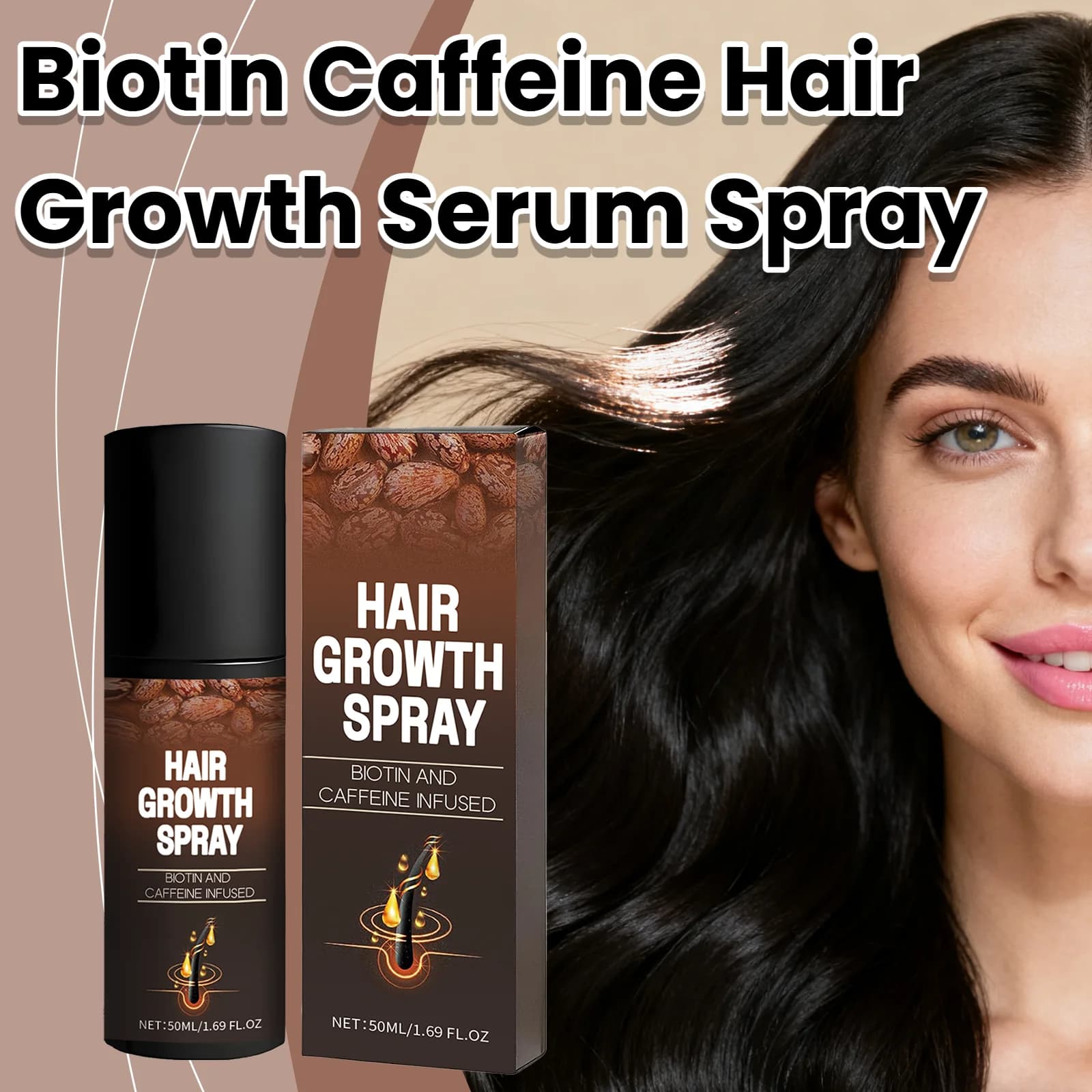 Biotina Caffeina Siero per capelli Spray Idratazione profonda Nutrimento Rafforzare le radici dei capelli Ridurre la perdita dei capelli Levigante Cura dei capelli lucidi