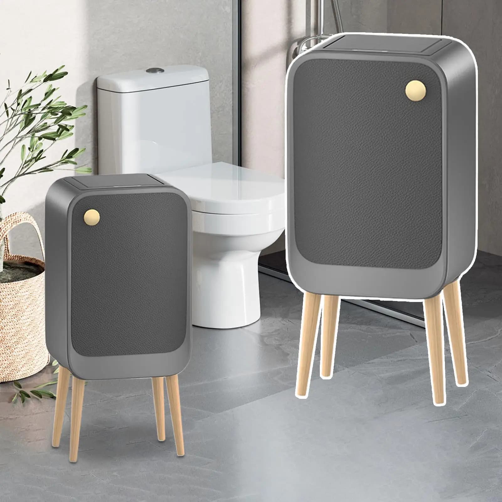 Bidone della spazzatura con gambe alte con sensore intelligente da 20 litri con coperchio Bidone della spazzatura elettrico Cestino dei rifiuti con apertura laterale per bidone della spazzatura della cucina