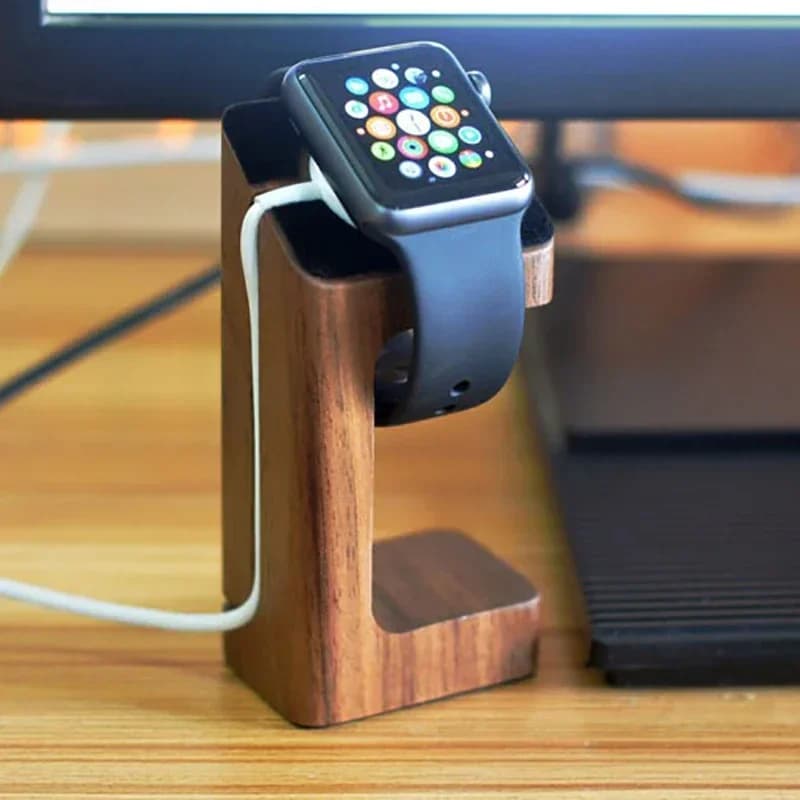 Supporto per caricabatterie per Apple Watch in legno Supporto da tavolo per smartwatch Stazione di ricarica Base per orologio da polso Accessori per staffa Apple originali
