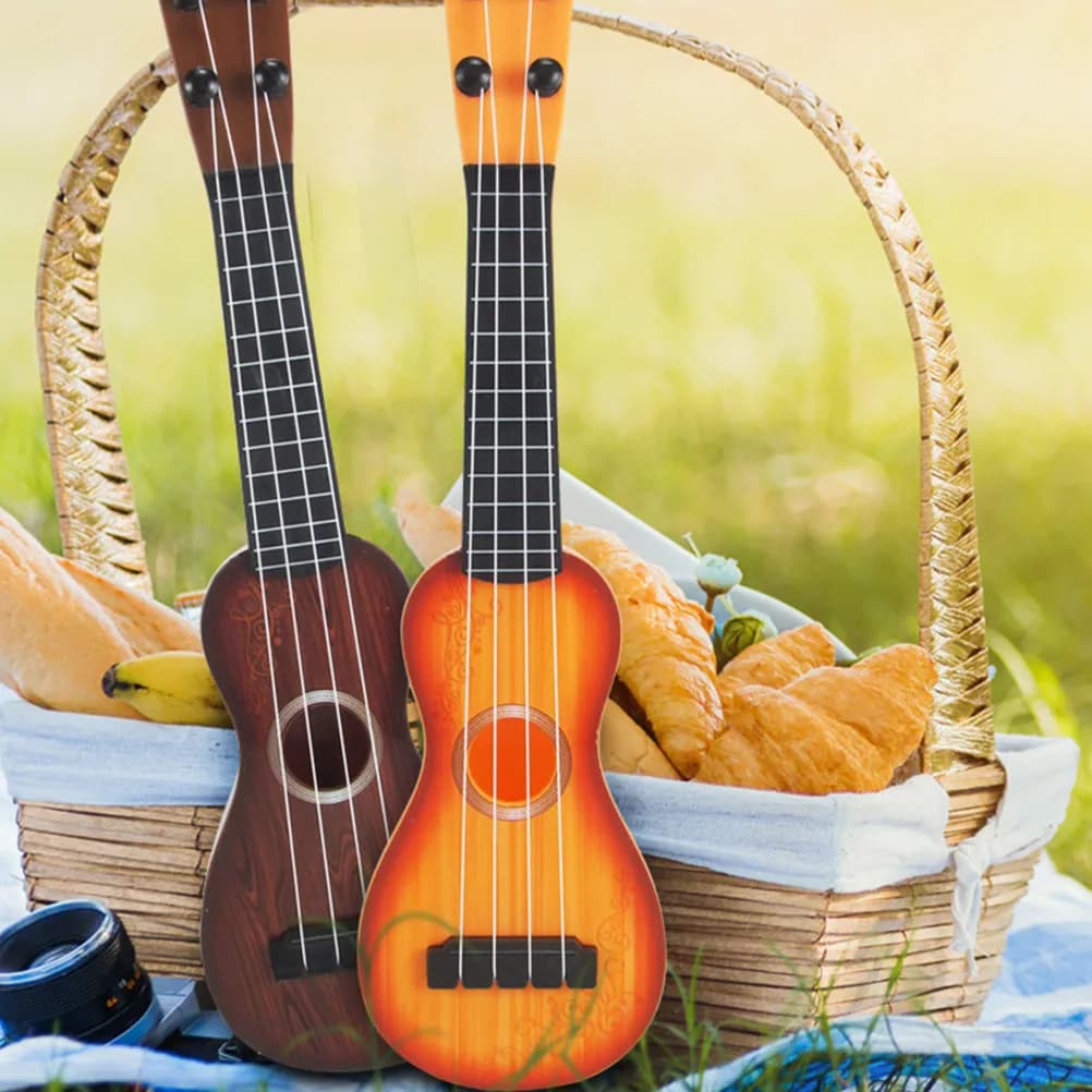 2 Pezzi Ukulele per Bambini, Piccoli Strumenti Musicali Educativi in Plastica, Chitarra per Bambini, Giocattolo Musicale per l'Apprendimento dei Bambini