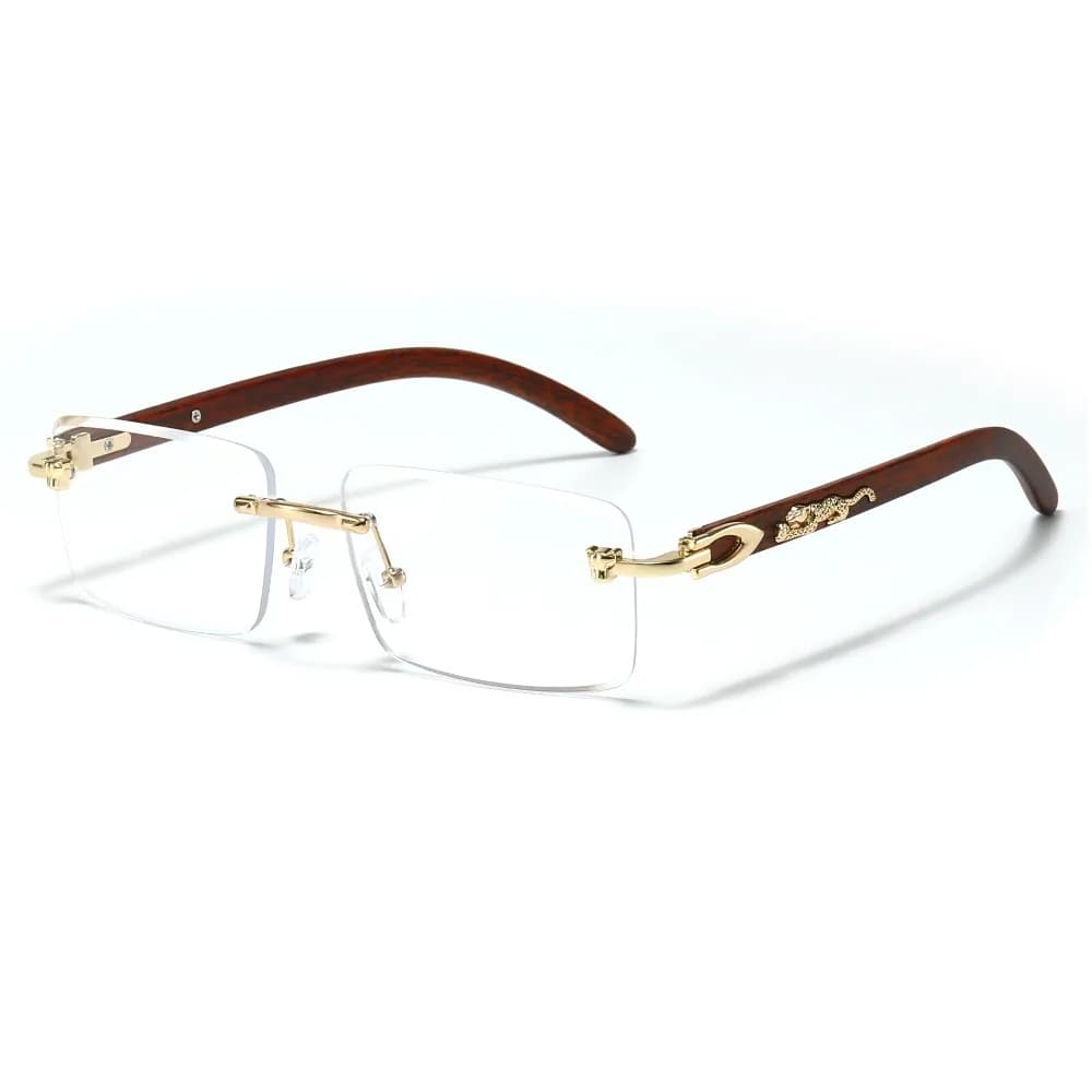 Trendy Cheetah Decoration Retro Sunglasses Ocean Lens UV400 Rimless Shades Summer Eyewear for Women & Men