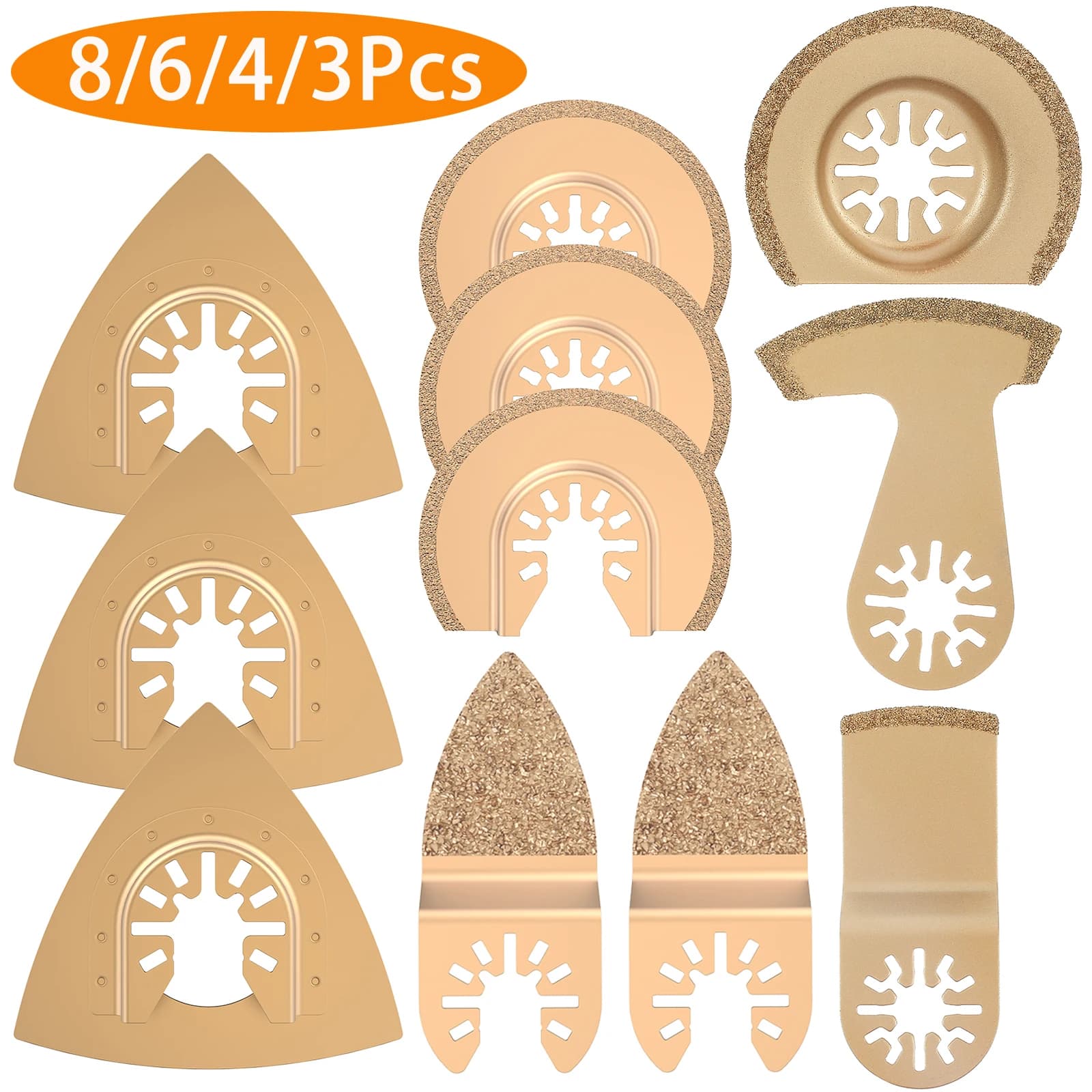 Lame multiutensile da 8 pezzi Lame per sega oscillanti in carburo cementato Lama per sega triangolare professionale per taglio di piastrelle di ceramica e marmo