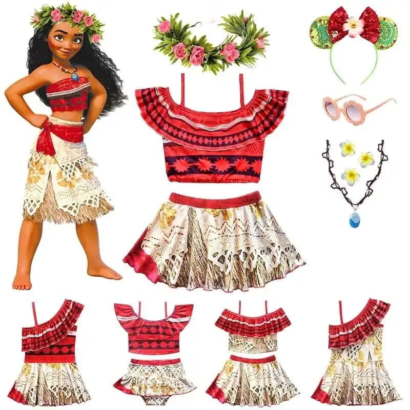 Costume da Bagno Estivo Principessa Moana per Bambina, Bikini da Spiaggia per Neonata, Abbigliamento da Festa, Set da Bagno per Bambini