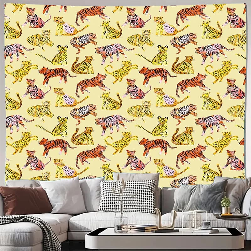 Tiger Wall Tapestry Jungle Animal Forest Tapestry Hippie Wall Hanging Bedroom Decor Bohemian Home Decor Room Divider Backdrop