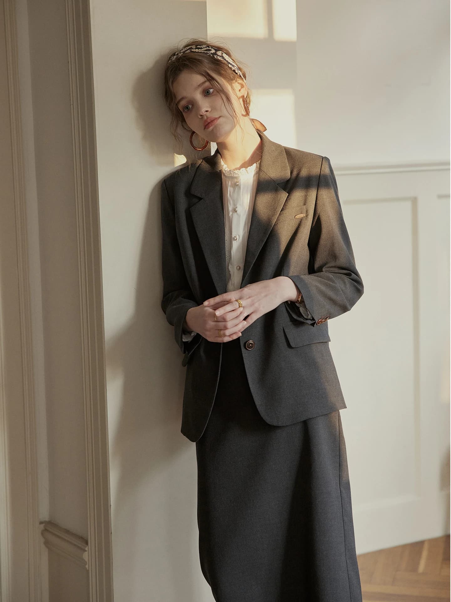 Giacca da Donna Cpiaxa in Microfibra Grigio Fumo, Stile Casual, Manica Lunga, Chiusura Monopetto, Colletto Classico