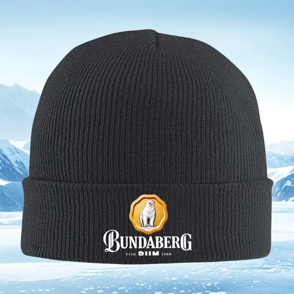 2026 Polar bear in a golden frame Men Women Unisex Knitted Hat Beanie Pullover Cap Winter Thermal Warm Christmas Outdoor Cycling