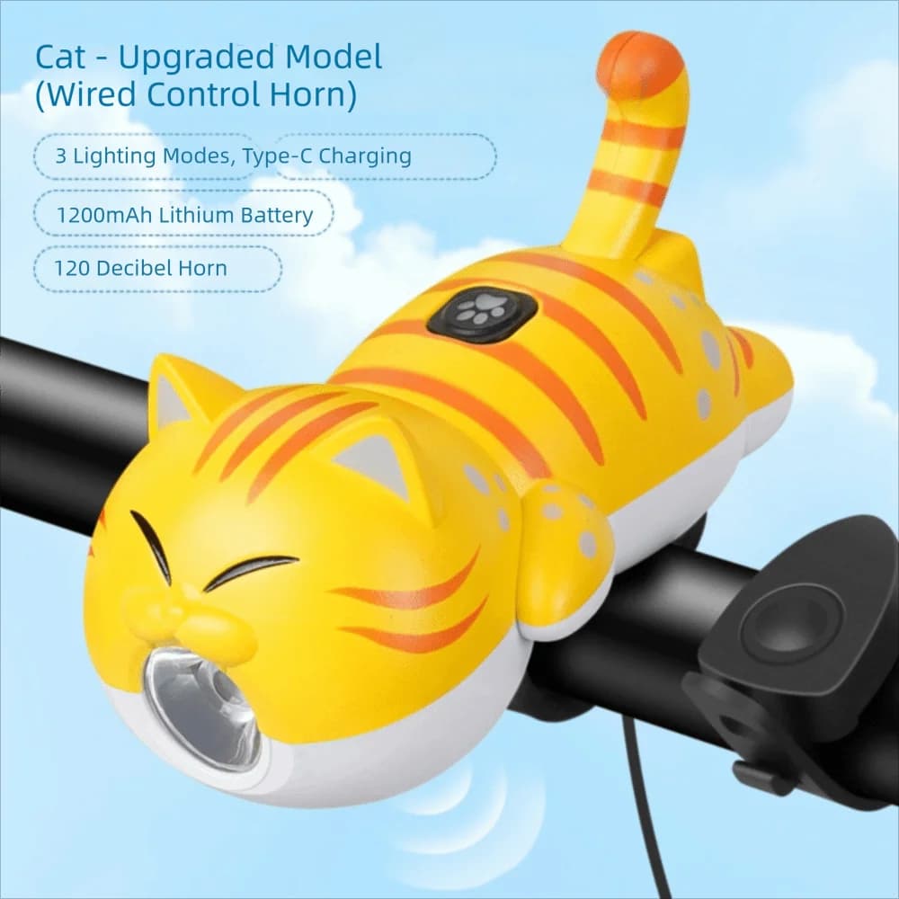 USB Rechargeable Bicycle Headlight Waterproof Bright LED Bike Front Light Super Bright Cartoon Cat Shape Cycling Light Safety